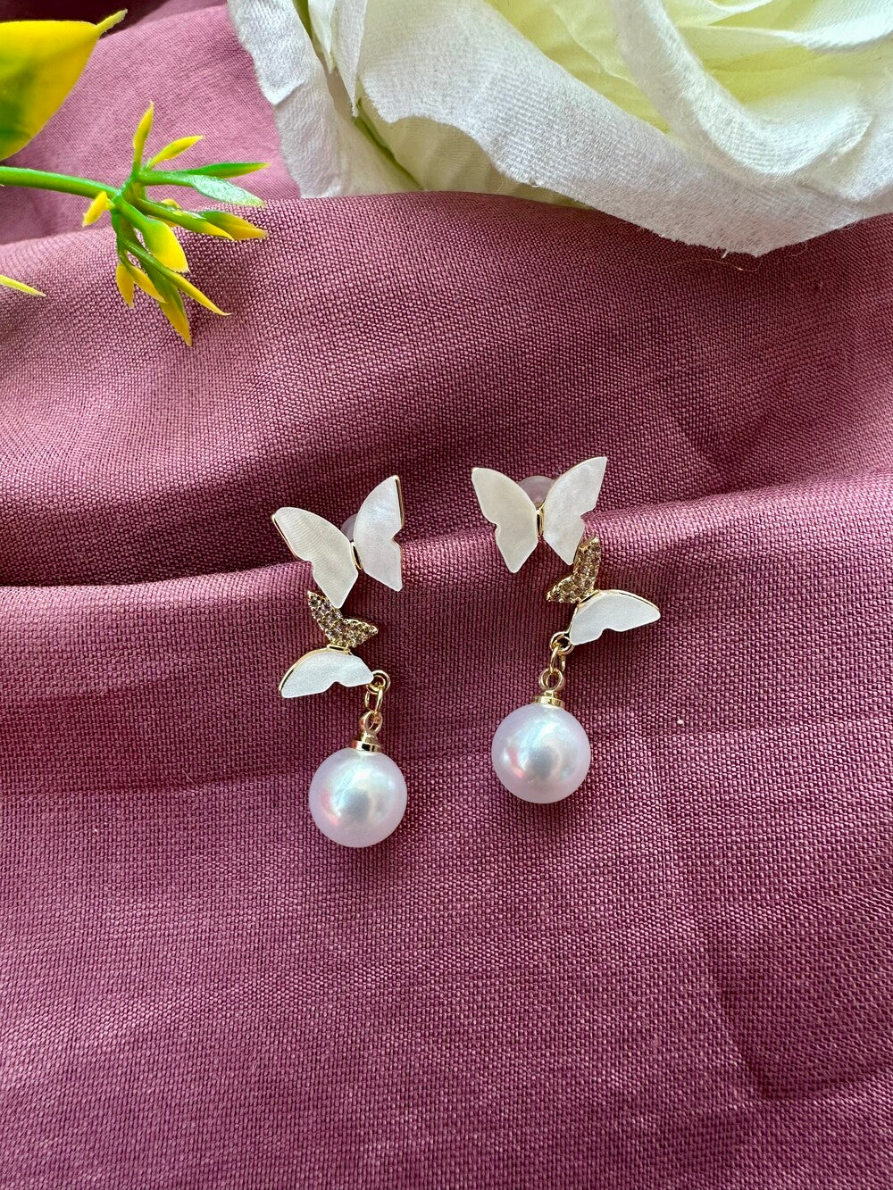 Butterfly Shaped AD Earrings