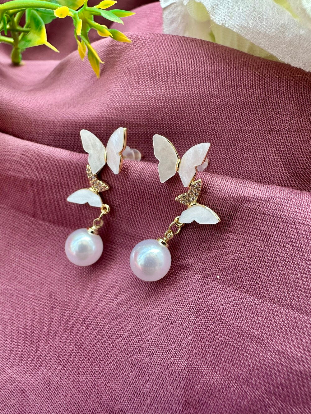 Butterfly Shaped AD Earrings